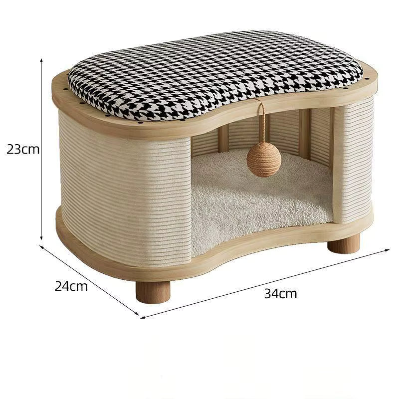 Indoor High Grade Wooden Cat Nest Stool Four Seasons Universal cat House shoe changing stool cat nest low entrance