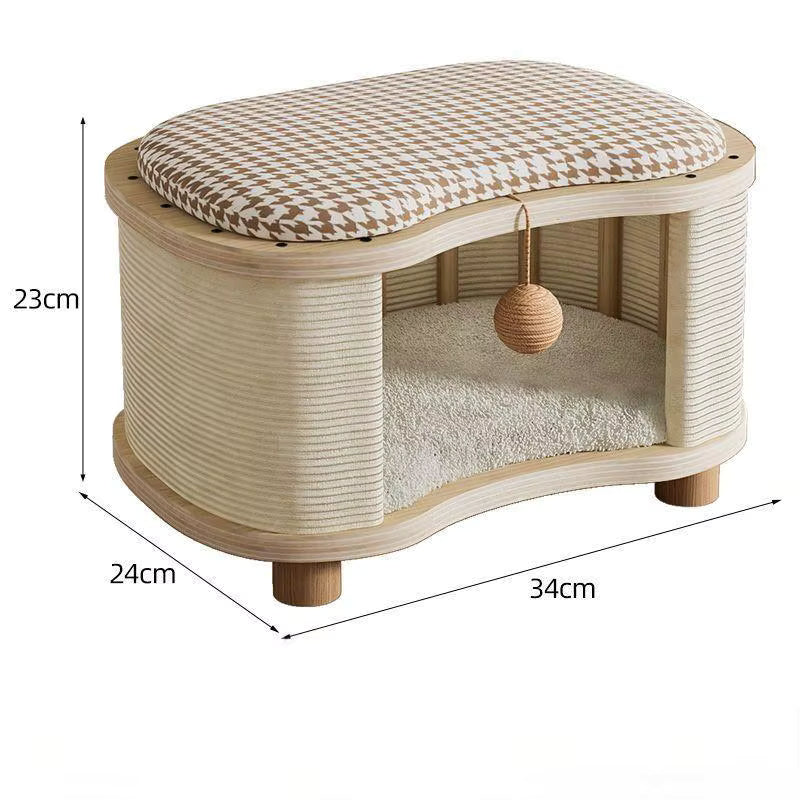 Indoor High Grade Wooden Cat Nest Stool Four Seasons Universal cat House shoe changing stool cat nest low entrance