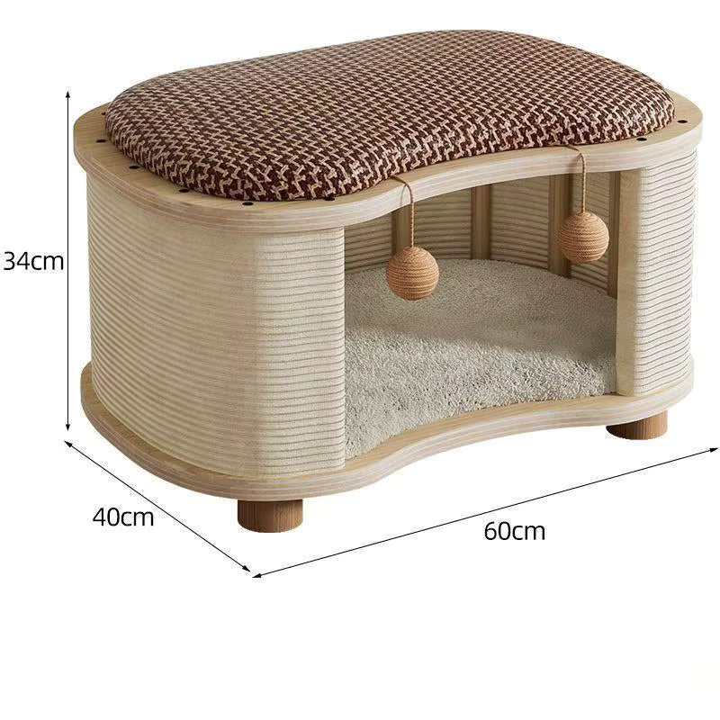 Indoor High Grade Wooden Cat Nest Stool Four Seasons Universal cat House shoe changing stool cat nest low entrance