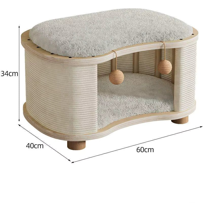 Indoor High Grade Wooden Cat Nest Stool Four Seasons Universal cat House shoe changing stool cat nest low entrance