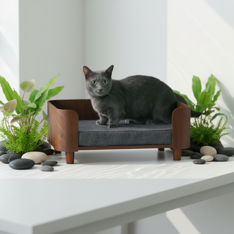 Wooden Dog House Pet Bed Small and Medium Cat Bed Four Seasons Universal Mattress Luxury Odorless Solid Wood Material