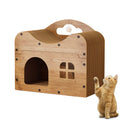 Corrugated Cardboard Cat House With Cat Toy Cat Scratcher Cat Product Wooden Cat House Cat Condo Cat House Scratch Pad