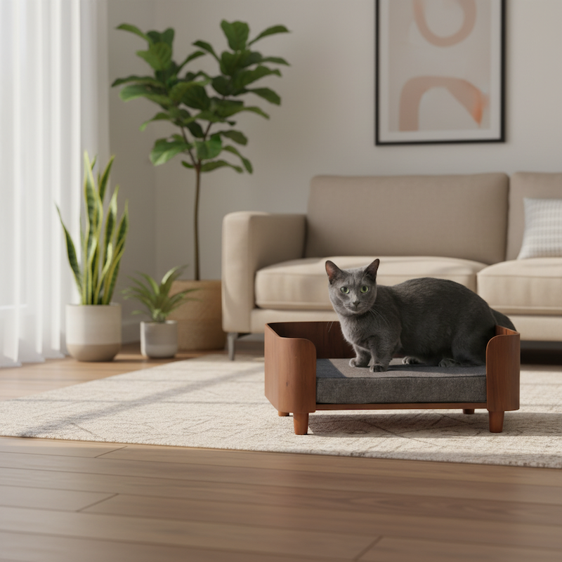 Wooden Dog House Pet Bed Small and Medium Cat Bed Four Seasons Universal Mattress Luxury Odorless Solid Wood Material