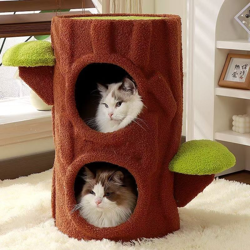 Cat House Indoor High Grade Cat House Removable Mats Heavy Duty Cat Furniture Double-layer cat Bed