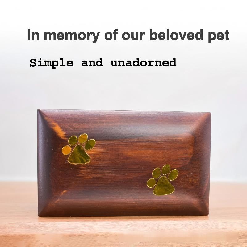 Wooden Pet Urn Cremation Urn Box with Classic Casket Pattern Pet Funeral Supplies Wholesale Biodegradable Pet Urn