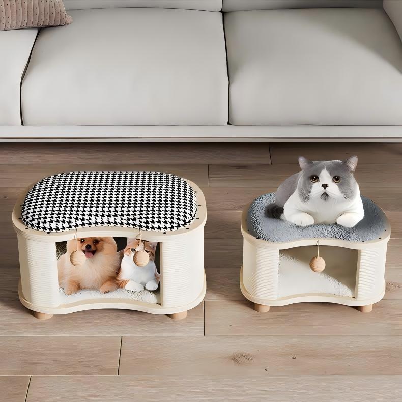 Indoor High Grade Wooden Cat Nest Stool Four Seasons Universal cat House shoe changing stool cat nest low entrance