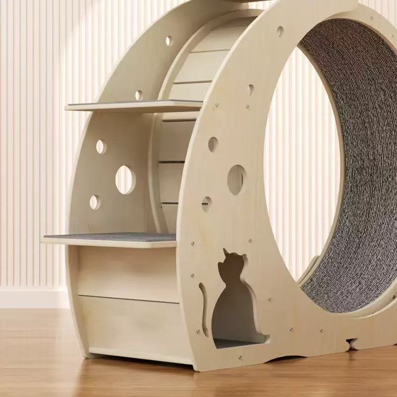 Sisal Fashionable Multifunctional Silent Eco-Friendly Cat Treadmill, Indoor Wood Color, High-End Quality