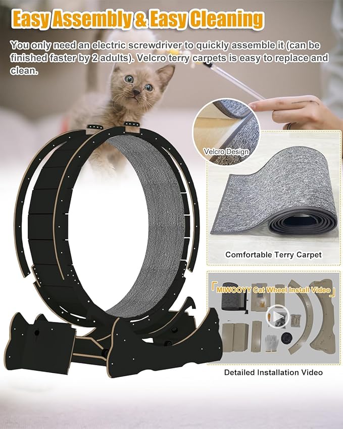 Solid Wood Waterproof Indoor Cat Exercise Wheel Device Large Safety Running Machine Minimal Gap Design Pet Agility Training