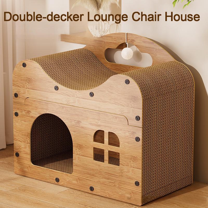 Corrugated Cardboard Cat House With Cat Toy Cat Scratcher Cat Product Wooden Cat House Cat Condo Cat House Scratch Pad
