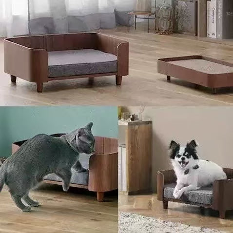 Wooden Dog House Pet Bed Small and Medium Cat Bed Four Seasons Universal Mattress Luxury Odorless Solid Wood Material