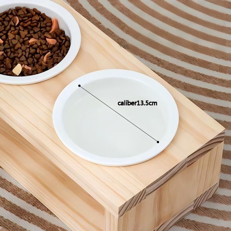 Pet Bowl Ceramic Pet Bowl Custom-made Pinewood Pet Bowl Stand for Small Pet Cats and Dogs