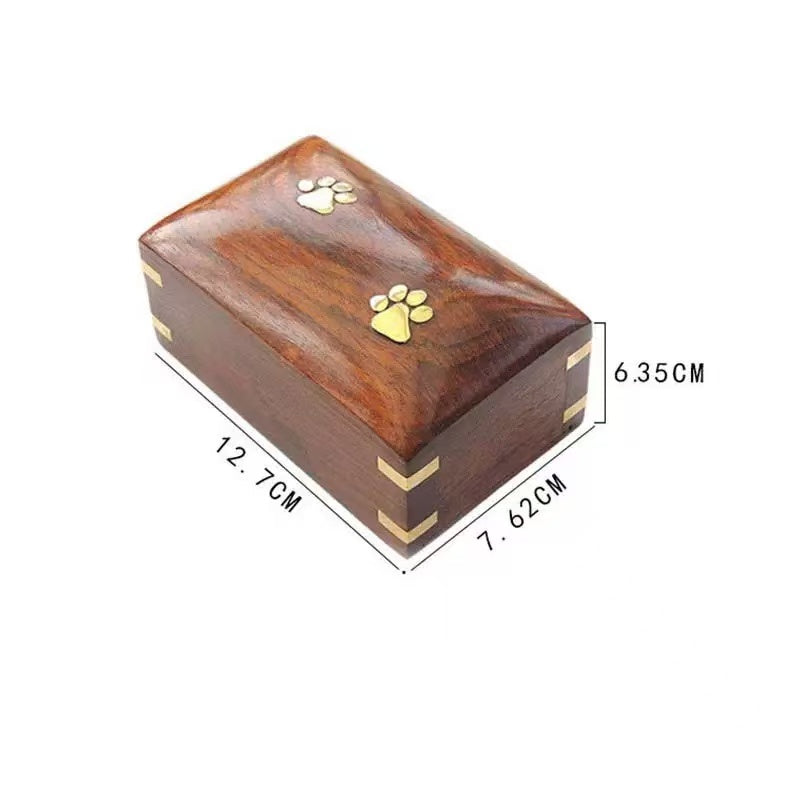 Pet Cremation Wooden Urns Handcrafted with Paw Print Memorial Ashes Urn for Dogs or Cats Wood