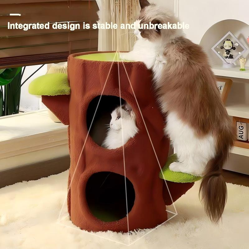 Cat House Indoor High Grade Cat House Removable Mats Heavy Duty Cat Furniture Double-layer cat Bed