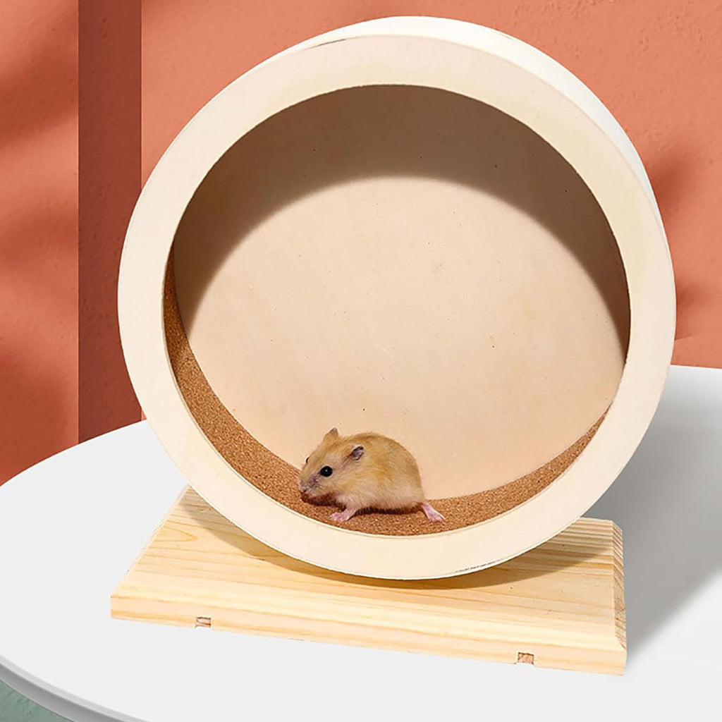 Handmade Modern Wooden Exercise Wheel for Small Pets Interactive Chewing Toy for Hamster Rat Pig Chinchilla Gerbil Etc