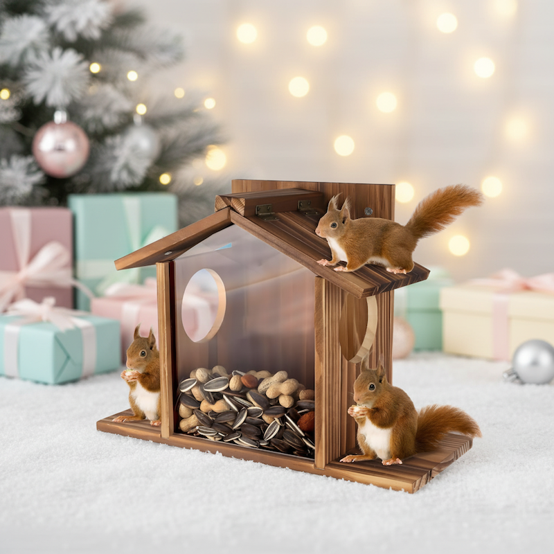 Outdoor Newly Designed, Weather-Resistant Garden Squirrel and Chipmunk Feeding House, Suitable for Placing Corn Cobs