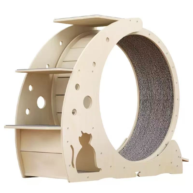 Sisal Fashionable Multifunctional Silent Eco-Friendly Cat Treadmill, Indoor Wood Color, High-End Quality