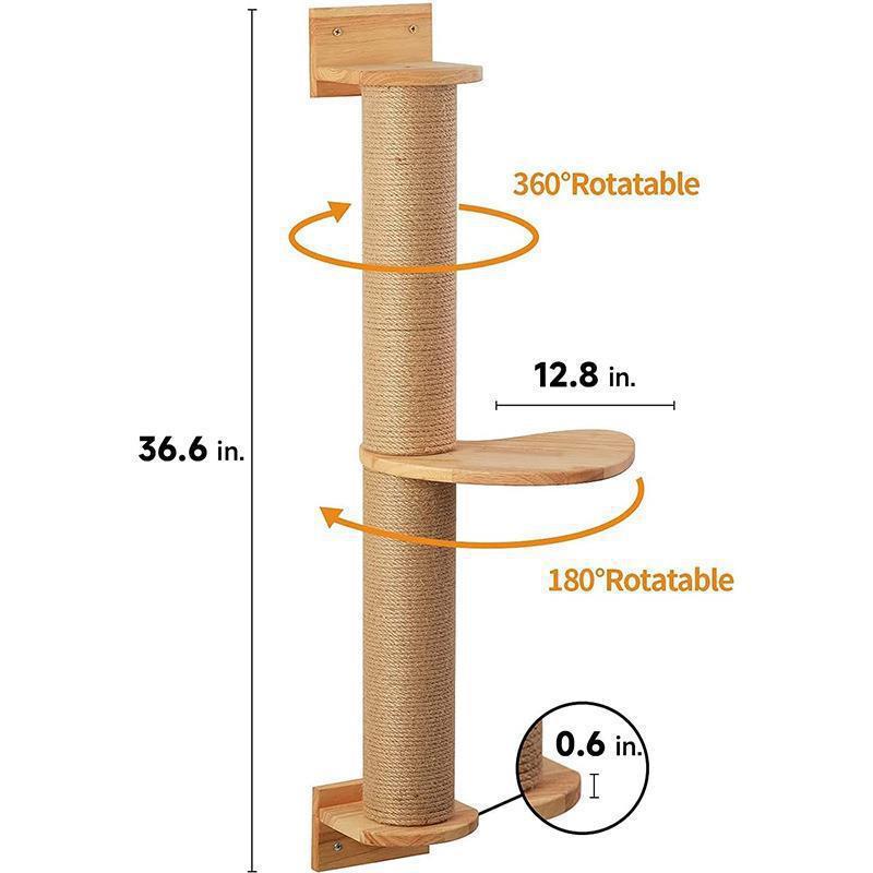 Cat Activity Tree cat Scratching Post Wall Mounted Wood Eco-Friendly Pine Hammock 5 Pcs Pet cat Accessories cat Wall Shelves
