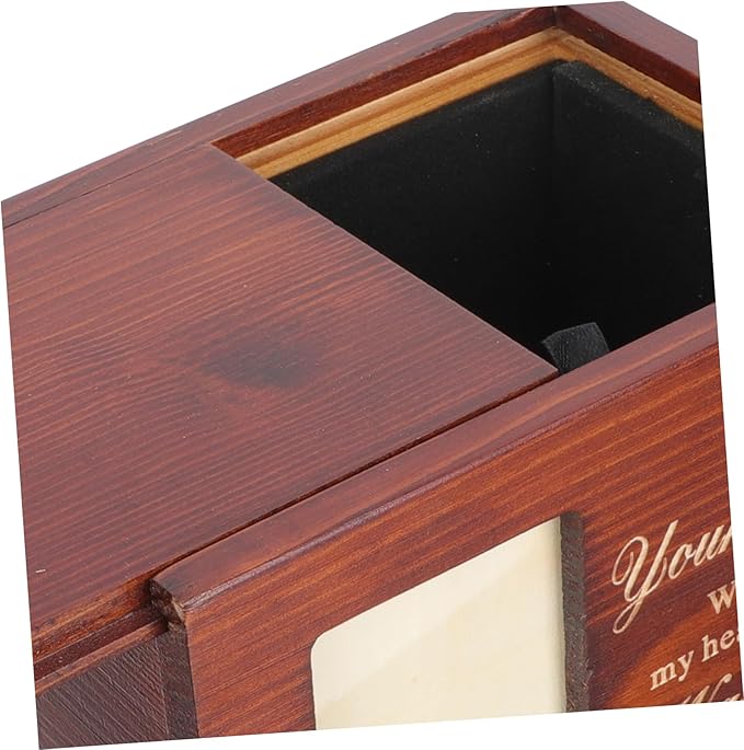 Eco-Friendly Classical Handmade Wood Rectangle Pet Cremation Urn for Cats & Dogs with Keepsake Photo Frame and Ashes Storage