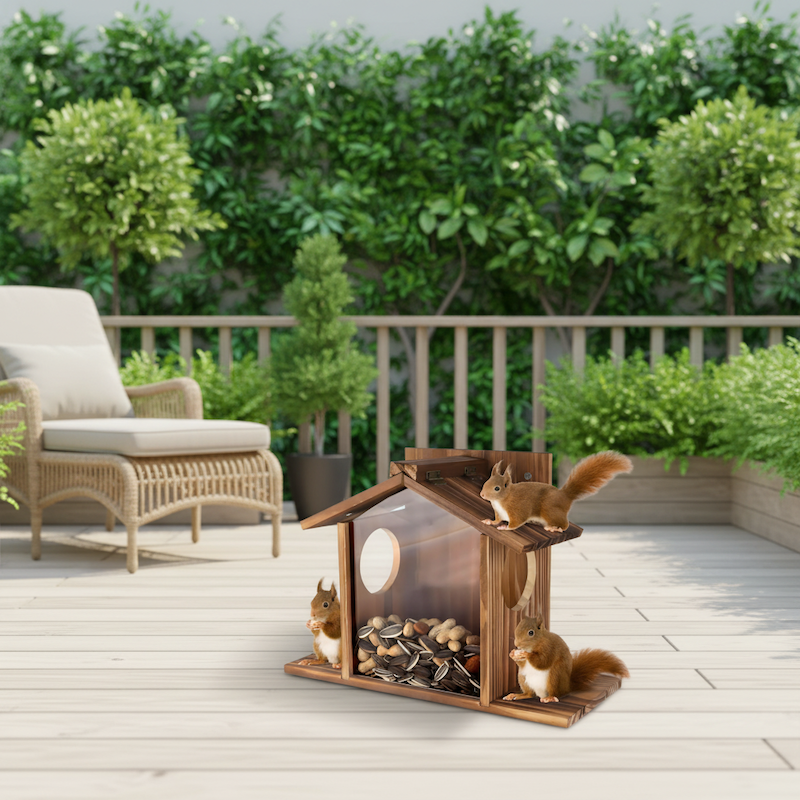 Outdoor Newly Designed, Weather-Resistant Garden Squirrel and Chipmunk Feeding House, Suitable for Placing Corn Cobs