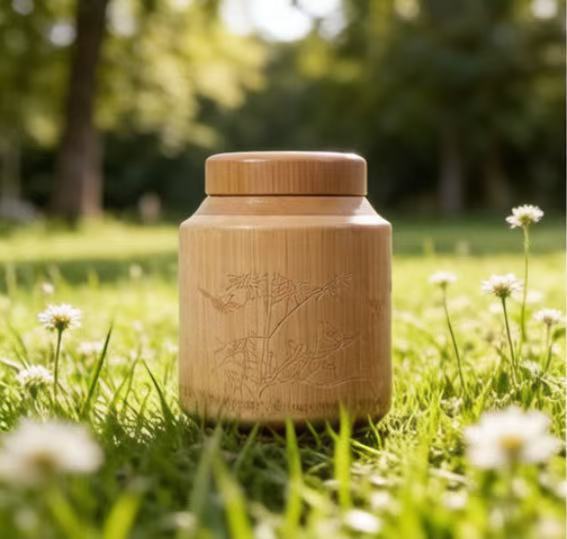 Solid Wood Ash Urn with Custom Pattern, Eco-Friendly Casket Stand, Suitable for Pet Cremation Supplies, Memorial Pet Ash Box