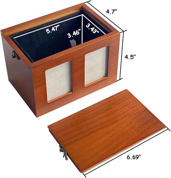U-Shaped Lock Wood Pet Cremation Box Memory House with Commemorative Card for Pets up to 40 Pounds Animal Patterned