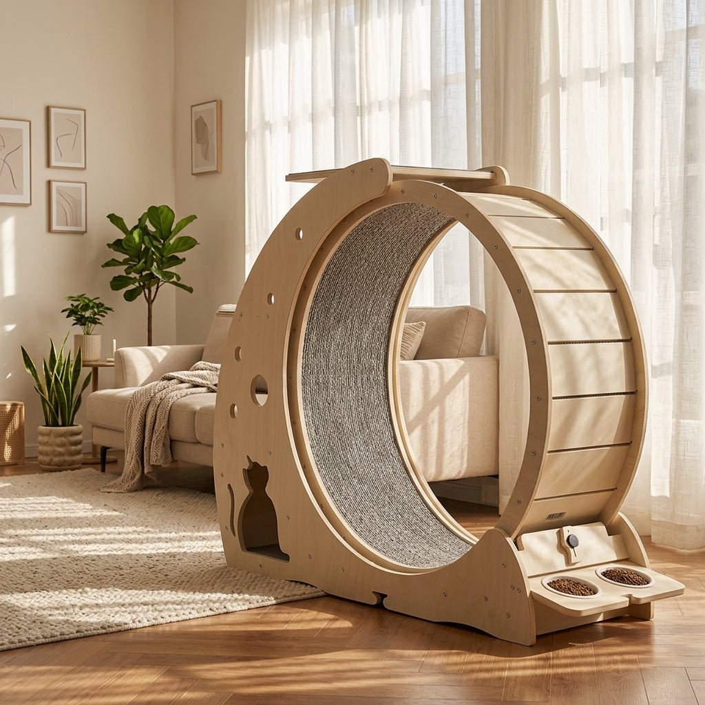 Sisal Fashionable Multifunctional Silent Eco-Friendly Cat Treadmill, Indoor Wood Color, High-End Quality