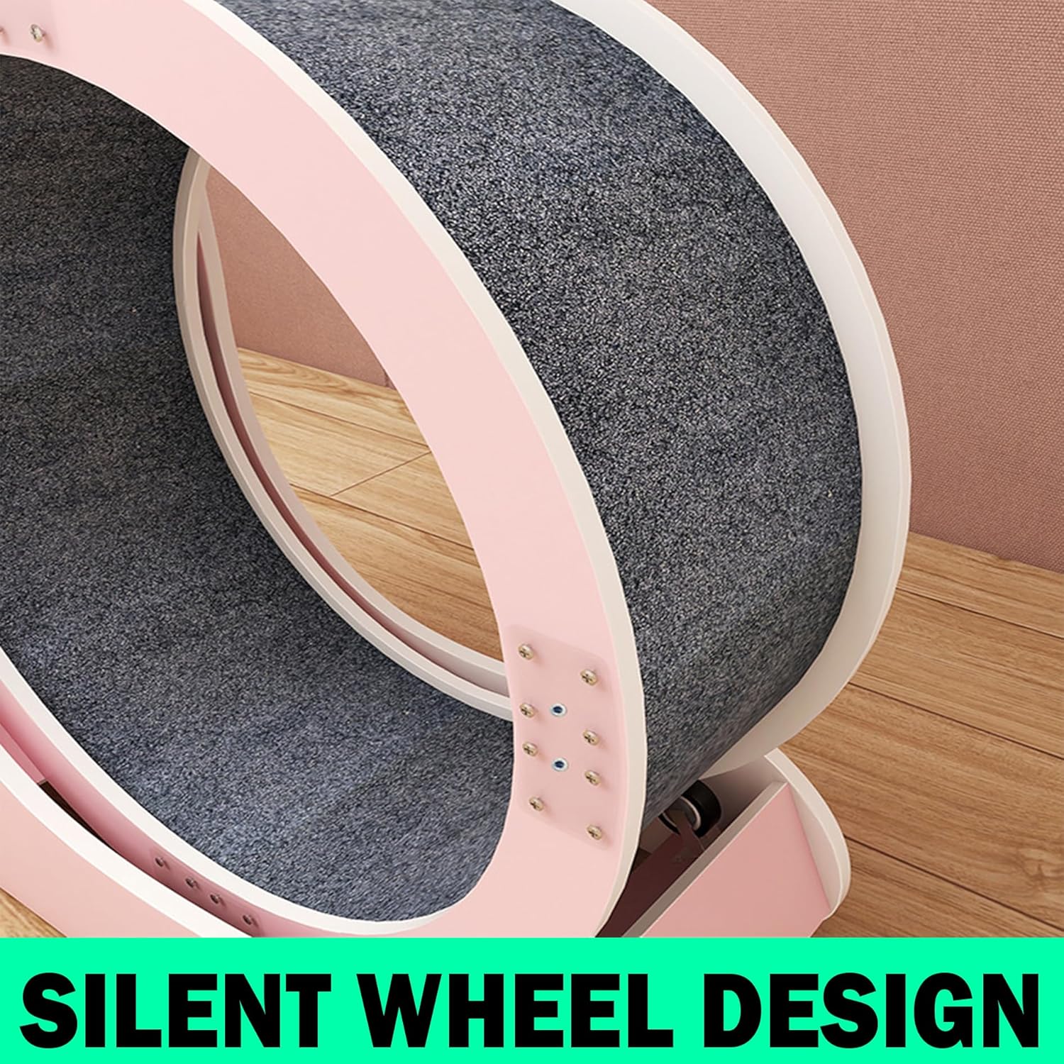 Sustainable Indoor Pink Treadmill Exercise Wheel for Cats Wooden Wheel Cat Treadmill Eco-Friendly Dog Toy