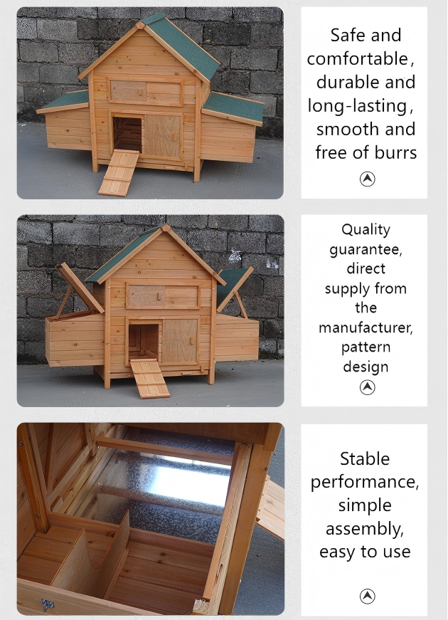 Modern Solid Wood Poultry Cage Rainproof Chicken Coop and Rabbit Cage with Brooding Box Easy to Clean for Gardens
