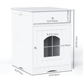 White Wooden Pet Furniture Hidden Cat Litter Box Enclosure Cabinet Drawer Cat Crate & End Table Fits Most Litter Boxes