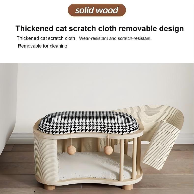 Indoor High Grade Wooden Cat Nest Stool Four Seasons Universal cat House shoe changing stool cat nest low entrance