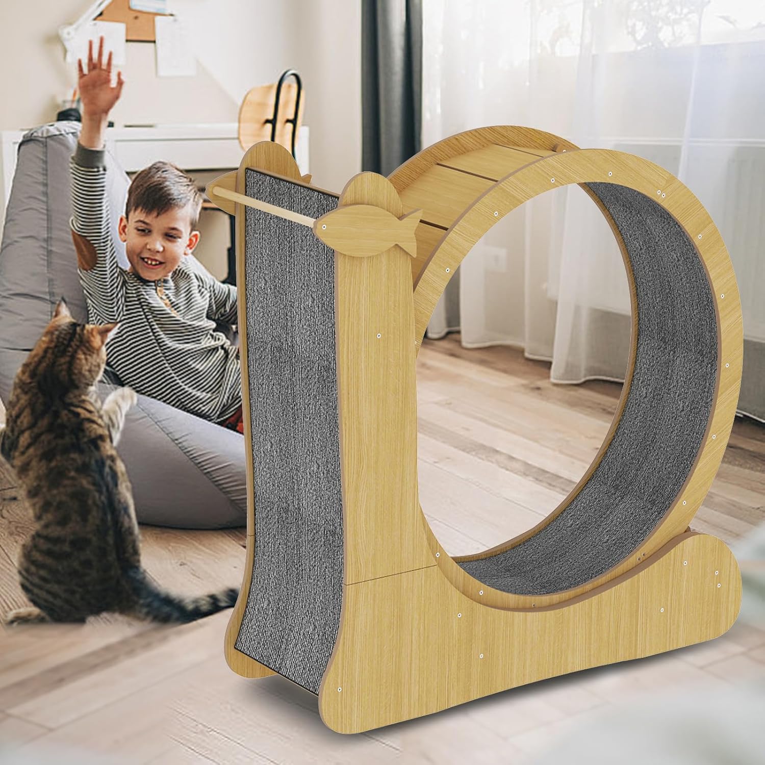 High Silent Indoor Cat Exercise Wheel Wooden Sports Scratcher Treadmill Shock Absorber Pet Interactive Movement Toy