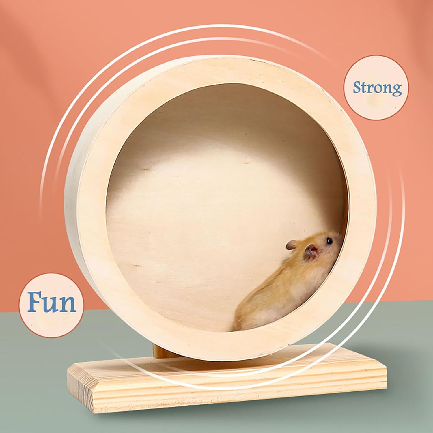 Handmade Modern Wooden Exercise Wheel for Small Pets Interactive Chewing Toy for Hamster Rat Pig Chinchilla Gerbil Etc